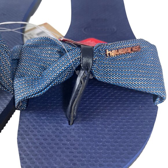 Havaianas St. Tropez Thong Sandals Womens Size 11/12W Blue New Bow - Picture 3 of 12